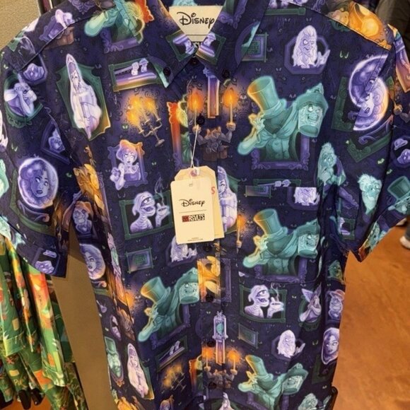 2025 Disney Parks RSVLTS Haunted Mansion Shirt Navy Button Up Ghosts - Picture 1 of 2